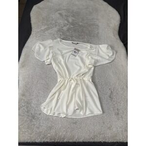New TU Women's‎ Cream Blouse Top Size 8 Shirt Short Sleeve